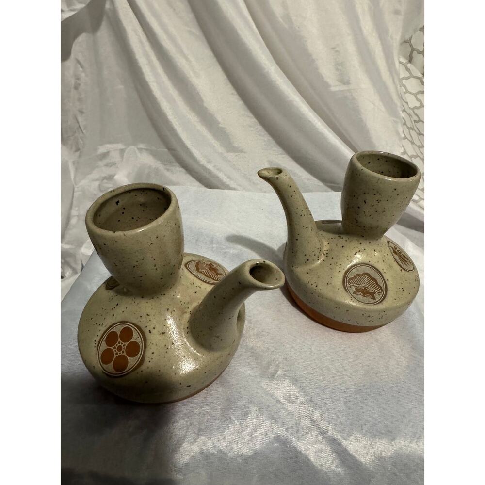 Vintage Japanese Tokkuri Sake Carafe Set (2)